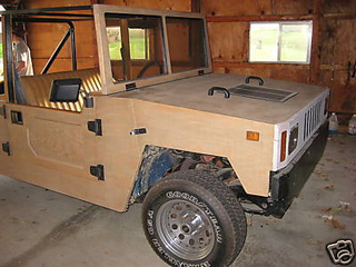 Illustration for article titled "Happy Jack" Wooden Hummer Replica A Questionable Off-Roader